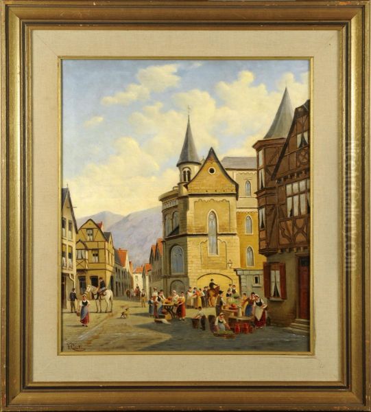 Vue En Suisse, Faubourg De Geneve Oil Painting by Victor Carabain