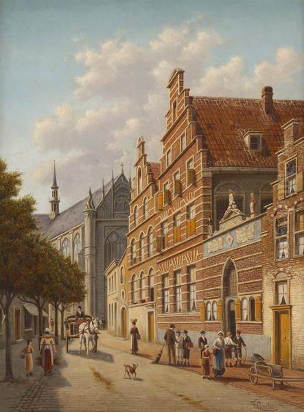 Rue Animee A Leide Oil Painting by Victor Carabain