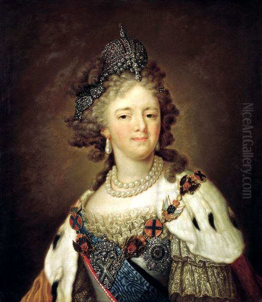 Portrait of Maria Feodorovna (1759-1828) Oil Painting by Vladimir Borovikovsky