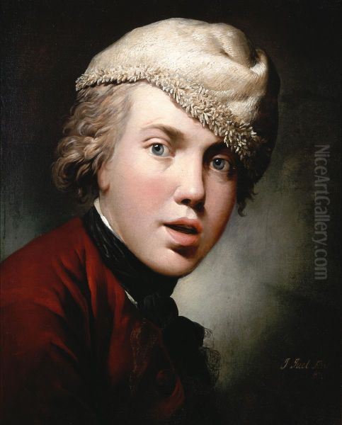 Self portrait (The gawking) Oil Painting by Jens Juel