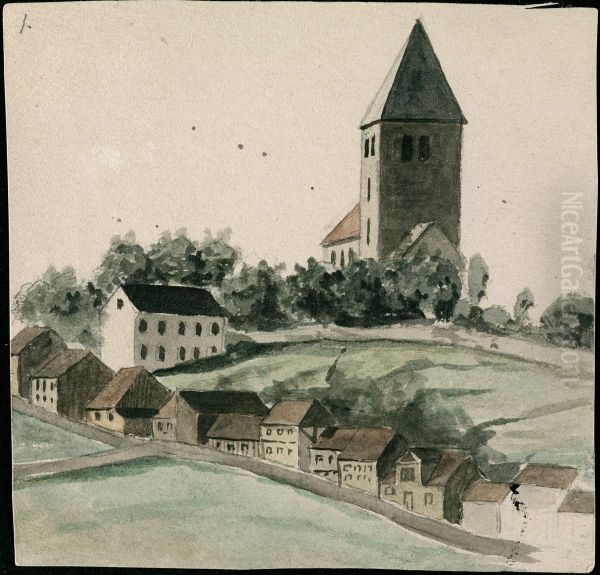 Old Aker Church and Telthusbakken Oil Painting by Edvard Munch