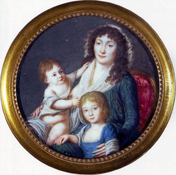 Portrait of Ursula Mniszech (1750-1808) and her daughters Isabella (1790-1852) or (1787-1830) and Paulina (1798?-1863) Oil Painting by Unidentified painter