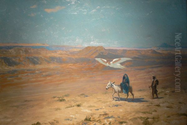 Flight into Egypt (sketch for the artwork of 1897) Oil Painting by Jean-Leon Gerome