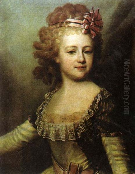 Portrait ofGrand Duchess Alexandra Pavlovna of Russia(1783-1801) Oil Painting by Dmitry Levitzky