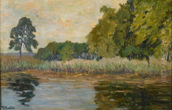 Trees on the bank Oil Painting by Franz Bunke