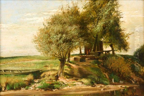 Baume am Flussufer Oil Painting by Franz Bunke