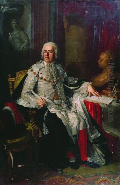 Portrait of Alexander Rumyantsev (1680-1749) Oil Painting by Vladimir Borovikovsky