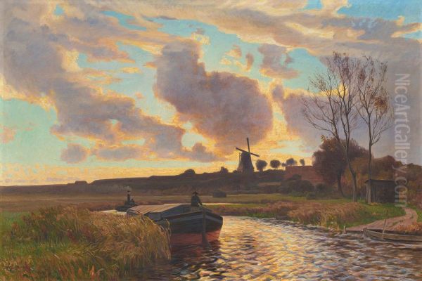 Evening after a stormy day Oil Painting by Franz Bunke