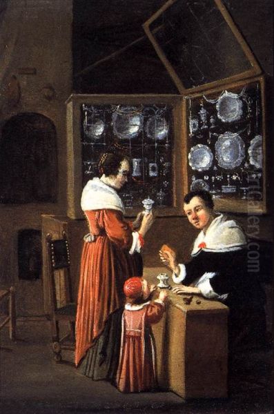 Interior of a Dutch Shop Selling Gold and Silver Oil Painting by Unidentified painter