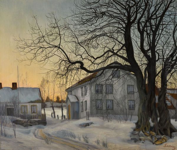 Winter evening Oil Painting by Harald Sohlberg