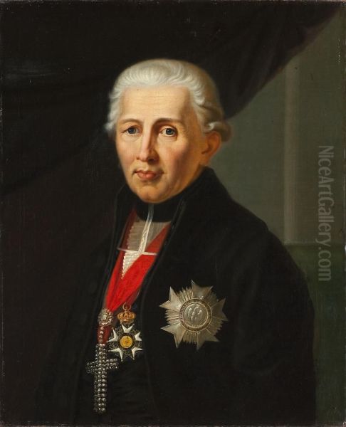 Portrait of Karl Theodor von Dalberg Archbishop of Mainz, Arch-Chancellor of the Holy Roman Empire, Prince of Regensburg, Prince-Primate of the Confederation of the Rhine and Grand Duke of Frankfurt. Oil Painting by Franz Seraph Stirnbrand