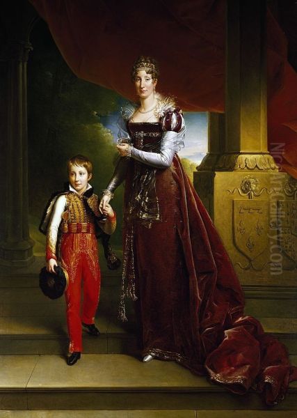 Marie Amelie, Duchess of Orleans with her son the Duke of Chartres Oil Painting by Francois Gerard