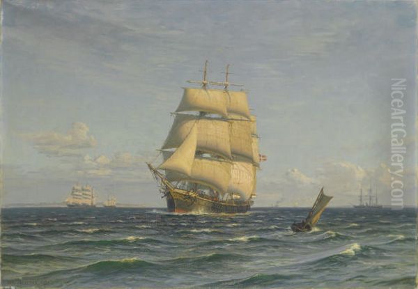 Ships at Sea. 1921. Oil Painting by Vilhelm Arnesen