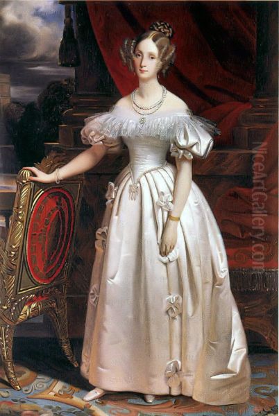 Portrait ofLouise of Orleans, the first Queen of the Belgians Oil Painting by Claude-Marie Dubufe