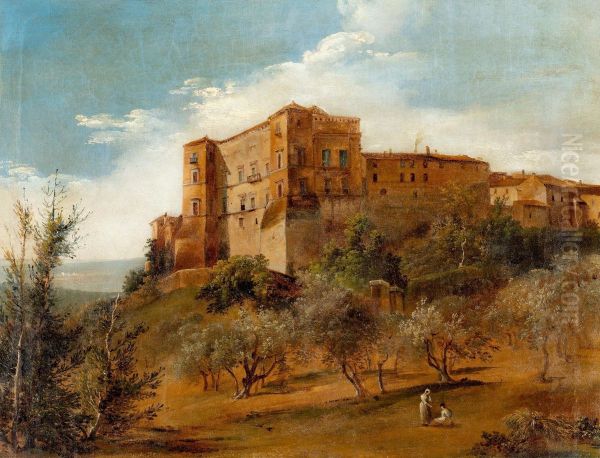 View of Palazzo Ruspoli in Vignanello Oil Painting by Alessandro Castelli