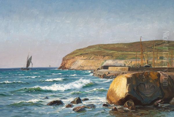 At the port of Hammerhavn, Bornholm. Oil Painting by Vilhelm Arnesen