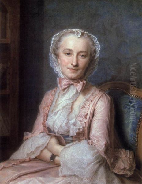 Portrait of Mademoiselle Salle Oil Painting by Maurice Quentin de La Tour