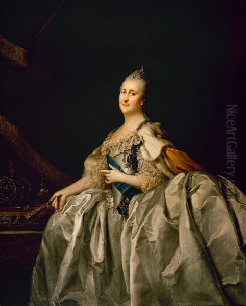 Portrait ofCatherine II of Russia(1729-1796) Oil Painting by Dmitry Levitzky