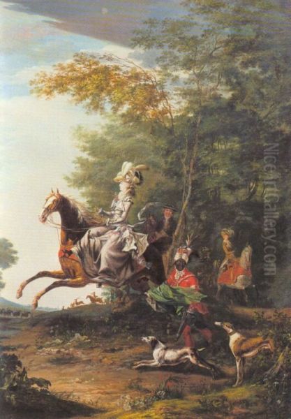 Marie-Antoinettehunting Oil Painting by Louis-Auguste Brun