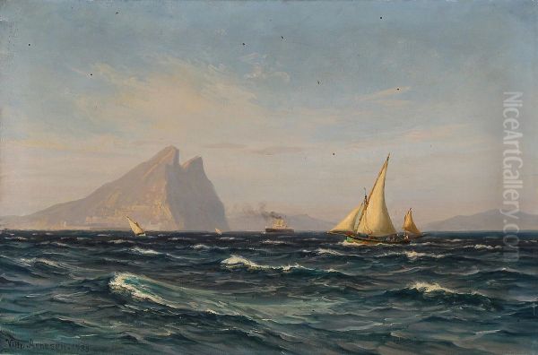 Gibraltar seen from south-south east. Oil Painting by Vilhelm Arnesen