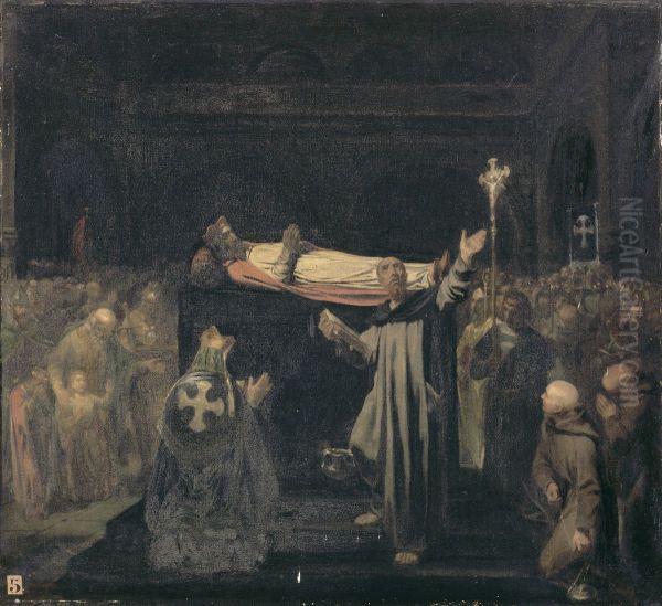 Funeral of Dagobert celebrated in Saint-Denis Oil Painting by Octave Tassaert