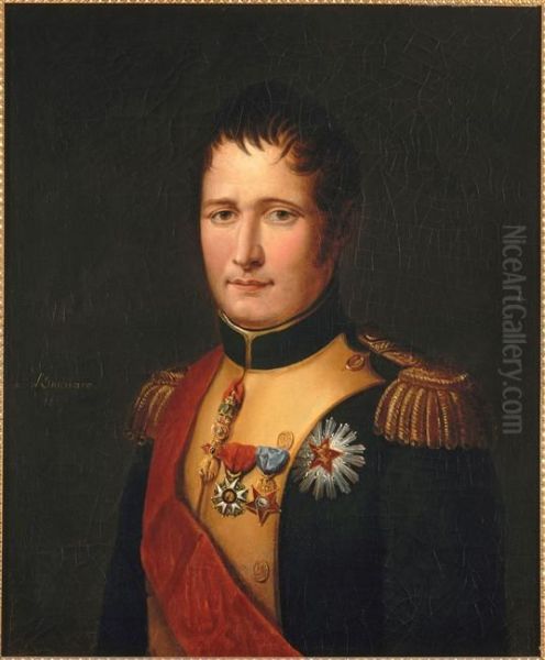 Portrait en buste de Joseph Bonaparte(frere aine de Napoleon), Roi d'Espagne, en uniforme d'officier espagnol (1768-1844) Oil Painting by Ines Esmenard