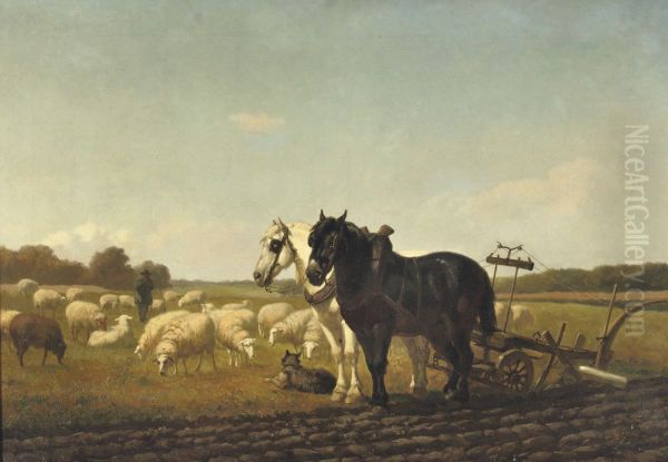 The plough-team Oil Painting by Edward Woutermaertens