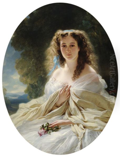 Princess Olympiada Vladimirovna Bariatinskaia (1822-1904, nee Sablukova) Oil Painting by Franz Xaver Winterhalter