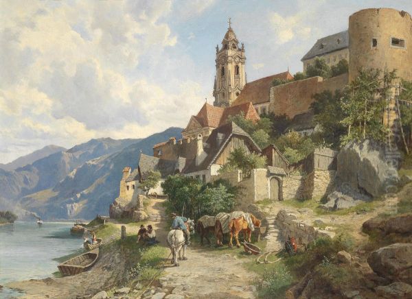 View of Durnstein Oil Painting by Leopold Munsch