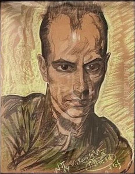 Portrait of Edward Heczko Oil Painting by Stanislaw Ignacy Witkiewicz