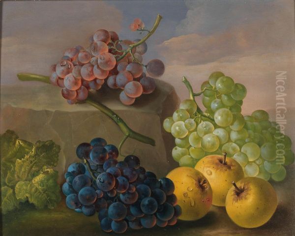 Still Life with Grapes and Apples Oil Painting by Franz Xaver Petter