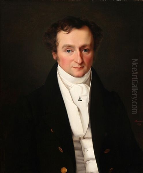 Portrait of Carl Anthon Hyllested. Oil Painting by Louis Aumont