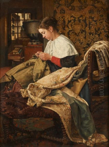 The chasuble mender Oil Painting by Henri de Braekeleer