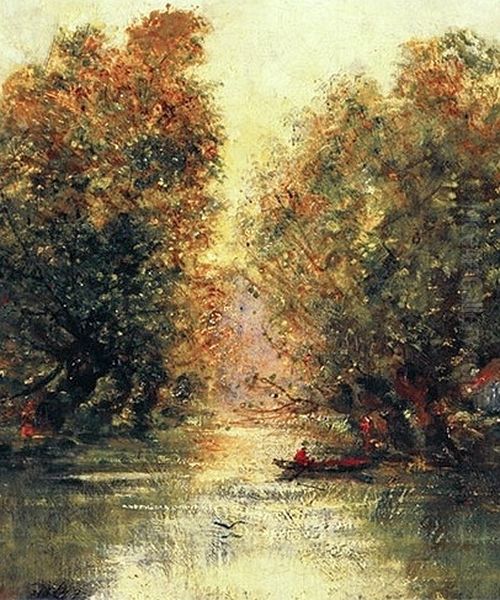 River landscape. Oil Painting by Alfred Sisley