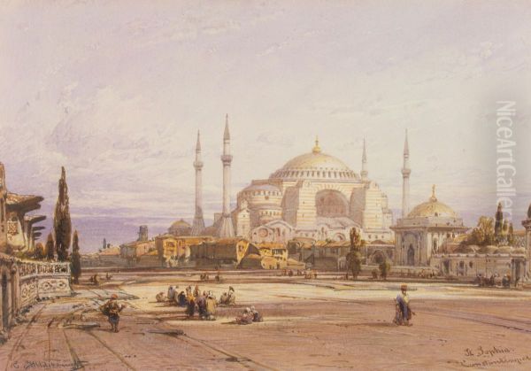 Ansicht der Hagia Sophia in Konstantinopel Oil Painting by Eduard Hildebrandt