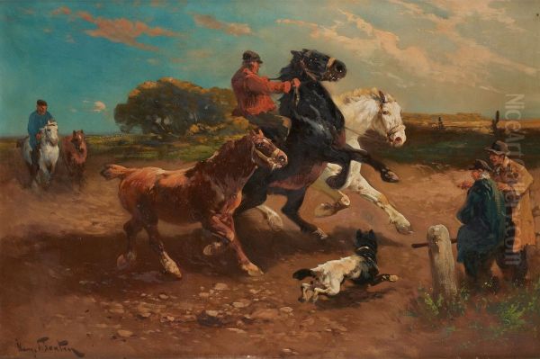 Horse training Oil Painting by Henry Schouten