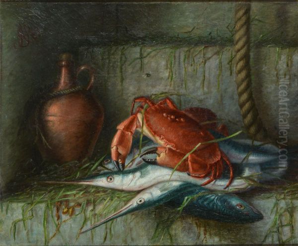 A catch. Oil Painting by Alfrida Baadsgaard