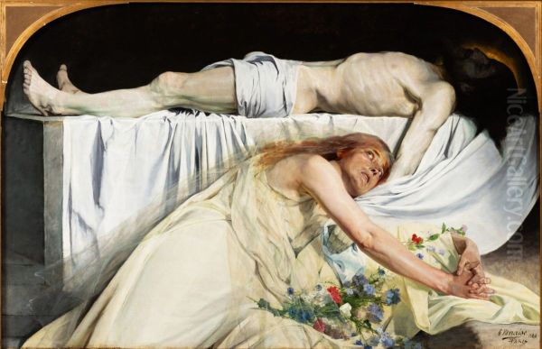 Magdalene in Christ's tomb Oil Painting by Gustaaf Vanaise