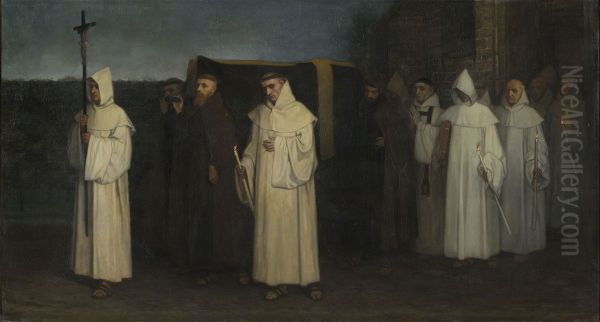 Funeral of a Trappist monk Oil Painting by Constantin Meunier