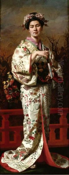 Portrait of a Geisha Oil Painting by Andrzej Jerzy Mniszech