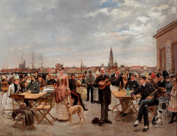 Sunday afternoon at Sint-Anneke Oil Painting by Louis Van Engelen