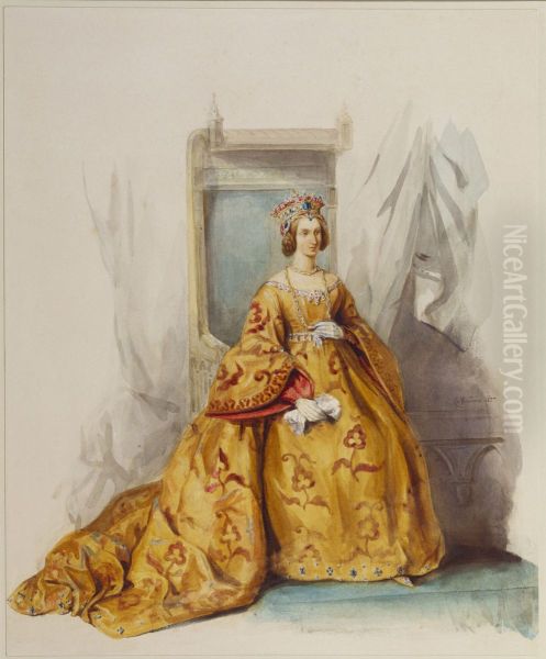 Louise, Queen of the Belgians, as Mary of Burgundy Oil Painting by Jean Baptiste Madou