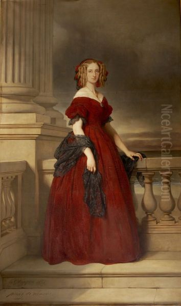 Portret van Marie-Louise, Koningin der Belgen Oil Painting by Egide Charles Gustave Wappers