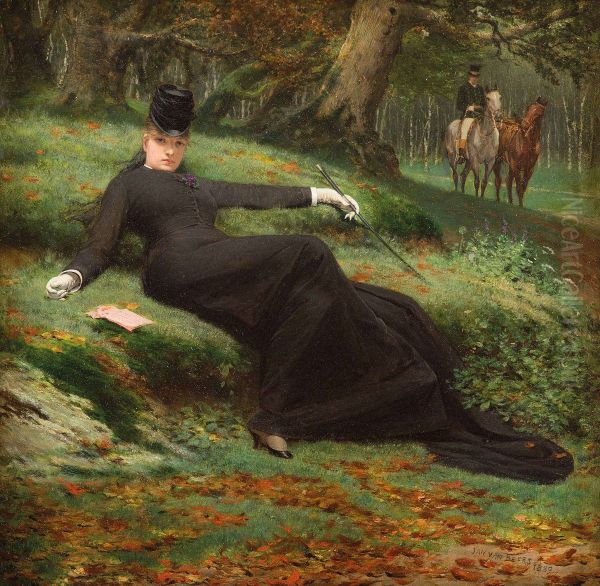 Rendez-vous in the Bois de Boulogne Oil Painting by Jan van Beers