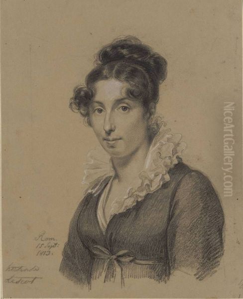 Portrait of Antoinette Cecile Hortense Haudebourt-Lescot (1784-1845), painter Oil Painting by Carl Christian Vogel von Vogelstein