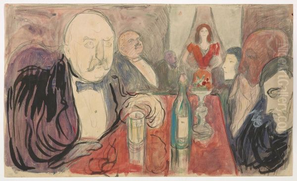 Kristiania Bohemians II Oil Painting by Edvard Munch