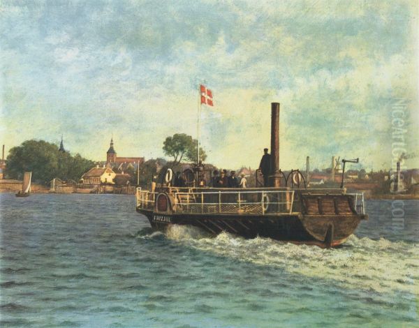 The paddle steamer Fritz Juel. Oil Painting by Carl Baagoe