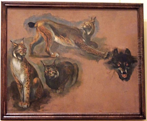 Lynx et loup. Oil Painting by Pieter Boel