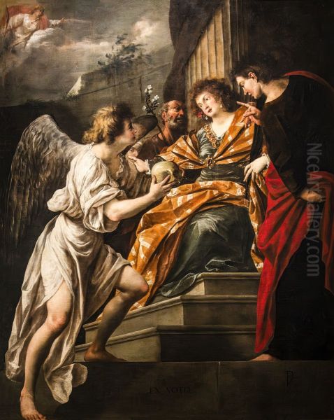 Votive Scene Oil Painting by Pietro della Vecchia