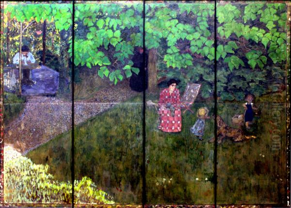 The Family of the composer Claude Terrasse in the Garden Oil Painting by Pierre Bonnard